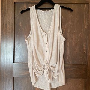 Tie Front Button Tank